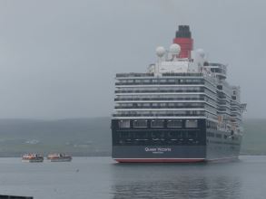 Queen Victoria cruise-liner anchored in Bressay Sound, Lerwick.